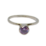 Sterling Silver Round Amethyst Stacking Band Ring Vintage c2000 Size P