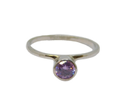 Sterling Silver Round Amethyst Stacking Band Ring Vintage c2000 Size P