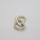 Sterling Silver Single Diamond Set Double Floating Heart Pendant Modern c2000s
