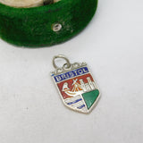 Sterling Silver Enamel Bristol Shield Charm Pendant Vintage c1970