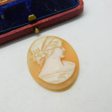 Spare Shell Cameo Woman in Profile Charm Pendant Vintage c1970
