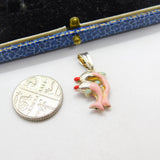 Sterling Silver & Enamel Pair of Leaping Dolphins Charm Pendant Vintage c1970