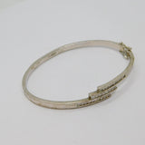 Sterling Silver Three Tier CZ Art Deco Style Hinged Cuff Bangle Modern c1990s