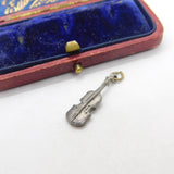 Sterling Silver Violin Musical Charm Pendant Vintage c1970