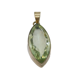 Sterling Silver Faceted Green Tourmaline Large Ellipse Pendant Vintage c1970s