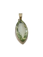 Sterling Silver Faceted Green Tourmaline Large Ellipse Pendant Vintage c1970s