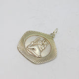 Sterling Silver Patterned & Textured Edge St Christopher Pendant Vintage c1970