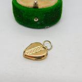 9ct Yellow Gold Back & Front Heart Locket Pendant Antique c1930 Art Deco