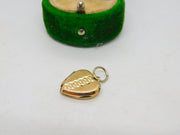 9ct Yellow Gold Back & Front Heart Locket Pendant Antique c1930 Art Deco