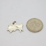 Sterling Silver Jersey Geographical Outline Souvenir Charm Pendant Vintage c1970