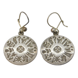 Irish Sterling Silver Pair of Irish Zodiac Symbol Hook Earrings Vintage Dublin