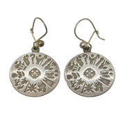Irish Sterling Silver Pair of Irish Zodiac Symbol Hook Earrings Vintage Dublin