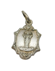 Sterling Silver Religious Interest Double-Sided Charm Pendant Vintage c1970