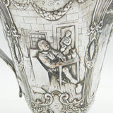 19th Century Large Dutch Silver Plated Tavern Scene Beer Ewer Antique c1820s