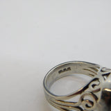 Sterling Silver Cabcohon Rose Quartz Statement Ring Vintage 1975 London