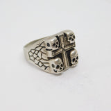 Sterling Silver Chunky Skull & Cross Biker Style Ring Vintage c1970 Size Z