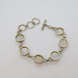Sterling Silver 6 Round Cabochon Moonstone T Bar Bracelet Contemporary c1990