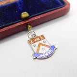 Sterling Silver and Coloured Enamel Travel Shield 'Hawes' Charm Vintage c1970