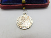 Silver Dipped Authentic 1 Franc Coin Charm Pendant 1923
