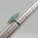 Sterling Silver Tanzanite & Emerald Statement Band Ring Vintage c1990 Size S
