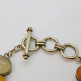 Sterling Silver Mixed Semi-Precious Stones & Shell T-Bar Bracelet Vintage c1970