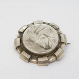 Victorian Sterling Silver Swallow Mourning Brooch 'George Lambourn' Antique