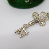 Sterling Silver 21st Birthday Key Charm Pendant Vintage c1970