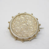 Victorian Sterling Silver Floral Pattern Dress Brooch Pin Antique c1880
