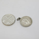 Sterling Silver WW1 Threepence Coin Charm Pendant Antique 1917