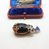 Sterling Silver Brown Quartz Pendant Vintage c1970