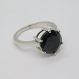 Sterling Silver Black Onyx Solitaire Statement Ring Vintage c1970 Size N 1/2