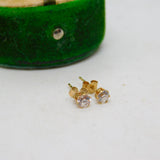 9ct Yellow Gold Paste Set Stud Earrings Vintage c1970
