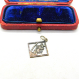 Sterling Silver Diamond Shaped St Christopher Charm Pendant Vintage c1970