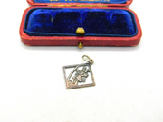 Sterling Silver Diamond Shaped St Christopher Charm Pendant Vintage c1970