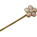 Scandinavian Sterling Silver Gilt & Enamel Floral Stick Pin Antique c1920s