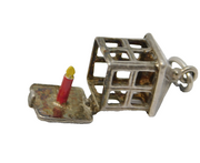 Sterling Silver Candle in the Lantern Opening Charm Pendant Vintage c1970