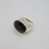 Sterling Silver Faceted Dark Garnet Signet Dress Ring Vintage c1970 Size N 1/2