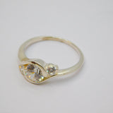 Sterling Silver Paste Set Curve Pattern Dress Ring Vintage c1970 Size M 1/2