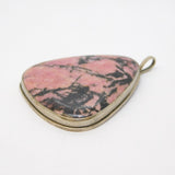 Sterling Silver Mounted Large Rhodonite Pendant Vintage c1970s