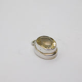 Sterling Silver Oval Faceted Citrine Drop Pendant Vintage c1970