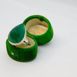 Sterling Silver Faceted Peardrop Natural Green Stone Ring Vintage c1970 Size J