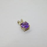 Sterling Silver Round Amethyst Solitaire Charm Pendant Modern c1990s