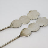 19th Century Chinese Pair of Sterling Silver Tea Mixing Spoons Antique c1890