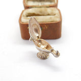 Sterling Silver Genie in the Lamp Opening Charm Pendant Vintage c1970