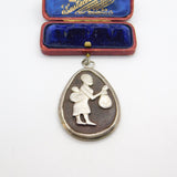 Large Victorian Sterling Silver Mounted African Fertility Pendant c1900 Antique