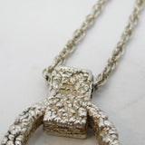 Studio Sterling Silver Large Textured Ribbon Pendant Necklace Vintage London