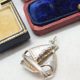 Sterling Silver Sailing Yacht Charm Pendant Vintage c1970