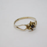 Sterling Silver Garnet & Citrine Cluster Dress Ring Vintage c1970 Size L