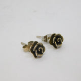Pair of Sterling Silver Rose Flower Stud Earrings Vintage c1970