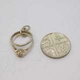Sterling Silver Engagement Solitaire & Wedding Band Charm Pendant Vintage c1970